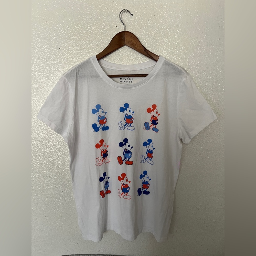Disney Women's Size XXL Mickey Grid Short Sleeve Americana Graphic T-Shirt